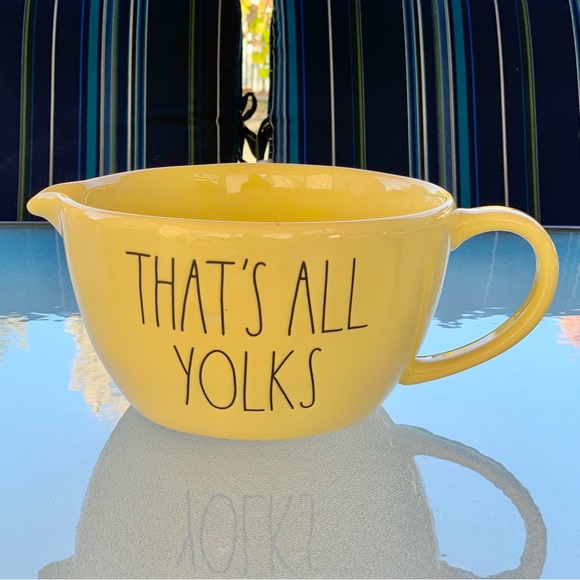 Rae Dunn That's All Yolks Large Yellow Ceramic Mixing Batter Bowl - Picture 1 of 7